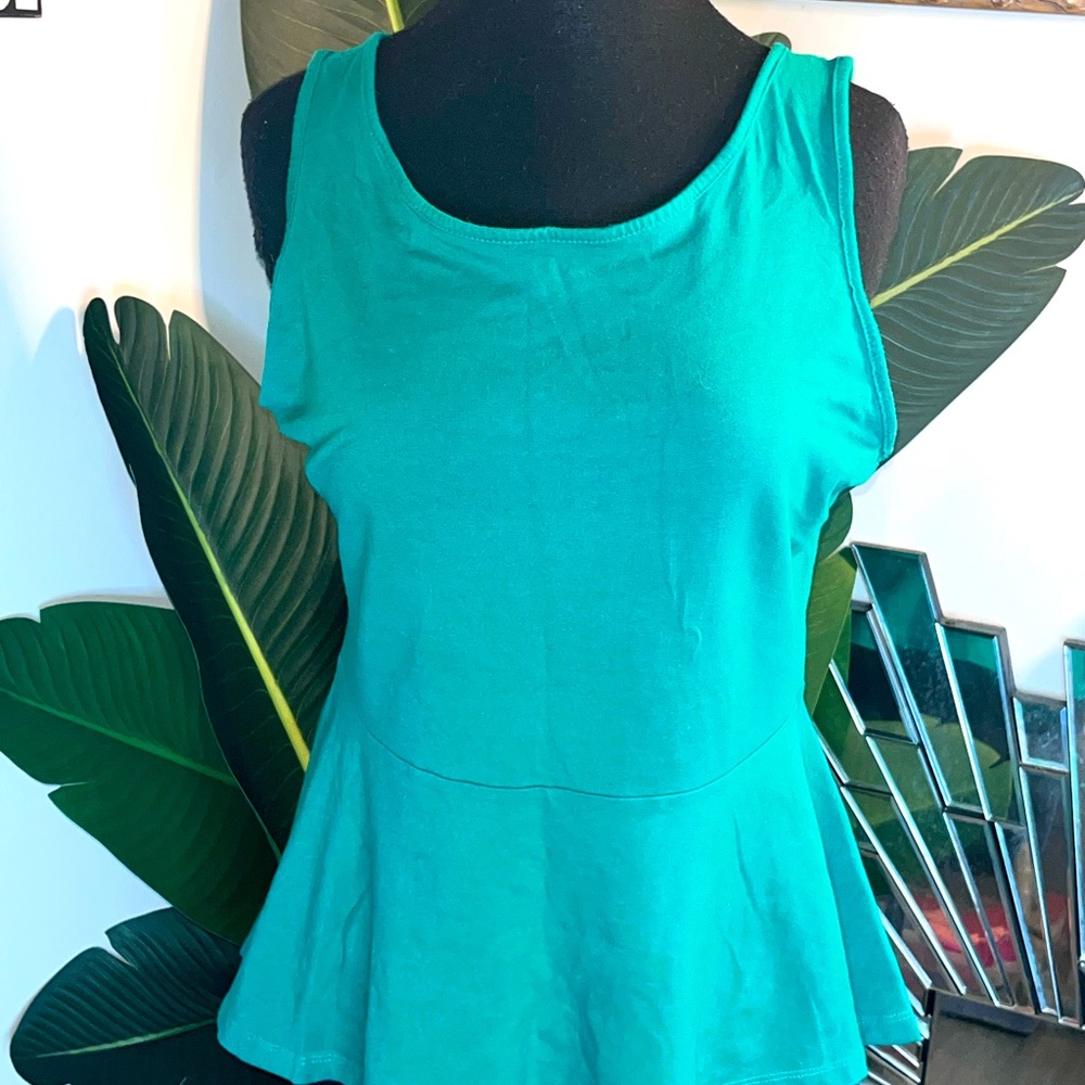 Green Peplum Tank Top
